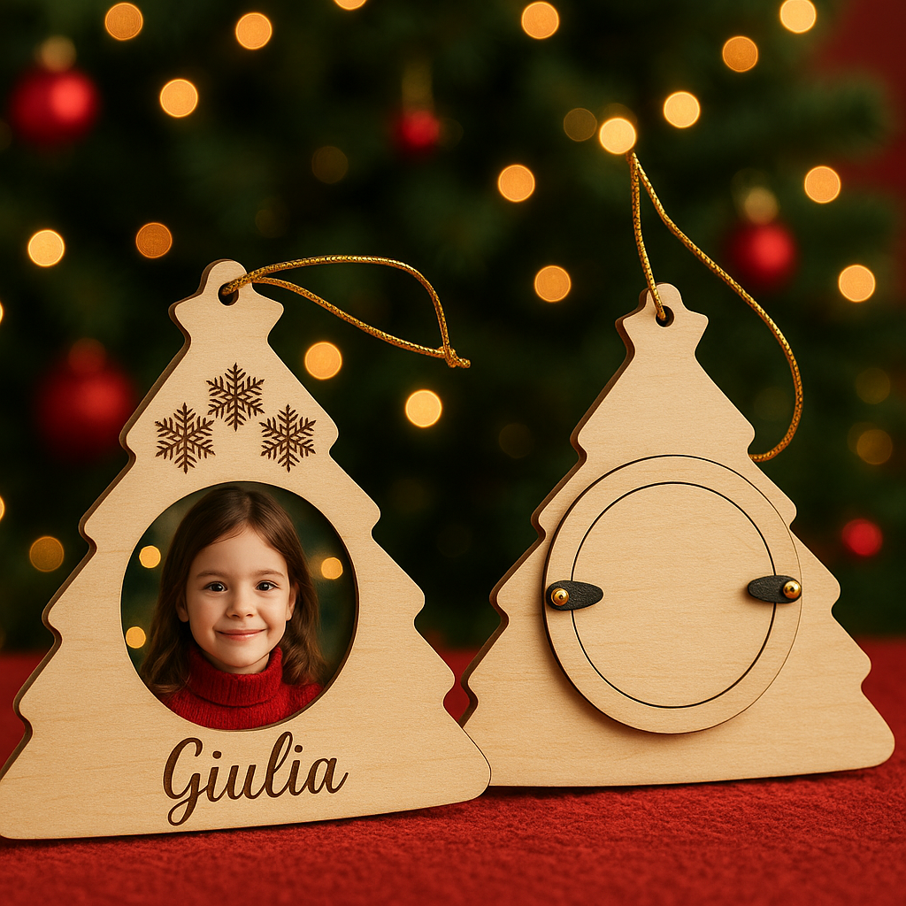 Alberi di Natale personalizzati in legno con foto e nome